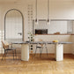 Stone Dining Site Table Contemporary Style Oval Table with Double Pedestal