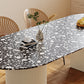 Stone Dining Site Table Contemporary Style Oval Table with Double Pedestal