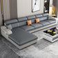 31.49" Tall Grey Sectional Sofa Faux Leather/Linen Flared Arm Modular Sofa Clearhalo 'furn' 'furn_sectionals' 'Furniture' 'Living Room Furniture' 'Sectionals' 7421110