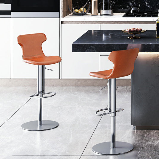Faux Leather Bar Stools Swivel Adjustable Height Bar Stool with Footrest