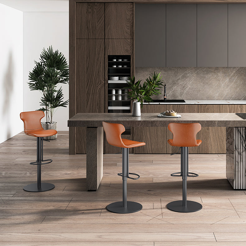 Faux lederen barkrukken zwenk verstelbare hoogte barkruk met voetsteun