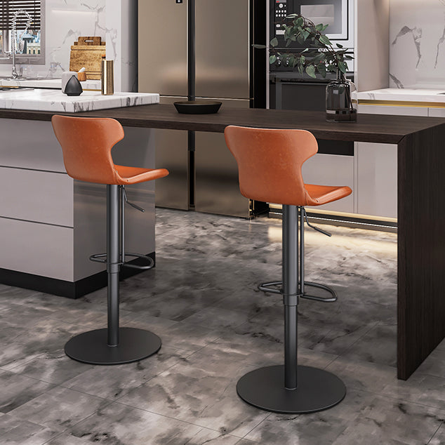 Faux lederen barkrukken zwenk verstelbare hoogte barkruk met voetsteun