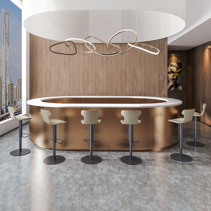 Faux lederen barkrukken zwenk verstelbare hoogte barkruk met voetsteun