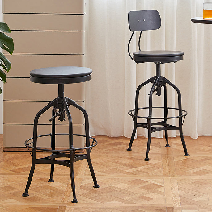 Industrial Metal Bar Stools Swivel Adjustable Height Bar Stool with Footrest Clearhalo 'Bar Furniture' 'Bar Stools' 'bar_stools' 'furn' 'furn_bar_stools' 'Furniture' 'Kitchen & Dining Furniture' 7421902