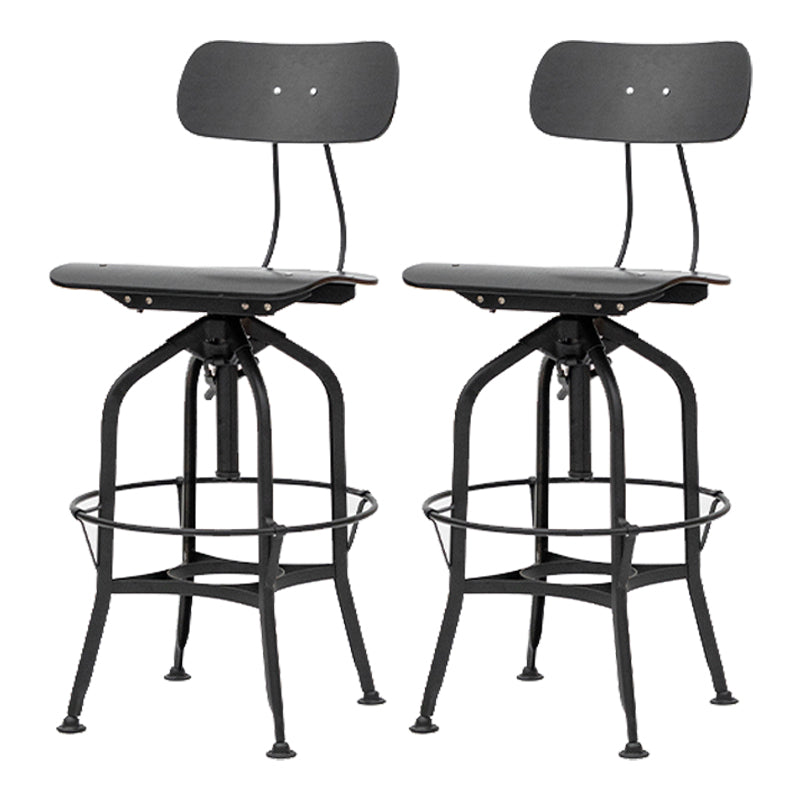 Industrial Metal Bar Stools Swivel Adjustable Height Bar Stool with Footrest Black 2 Piece Set Clearhalo 'Bar Furniture' 'Bar Stools' 'bar_stools' 'furn' 'furn_bar_stools' 'Furniture' 'Kitchen & Dining Furniture' 7421903