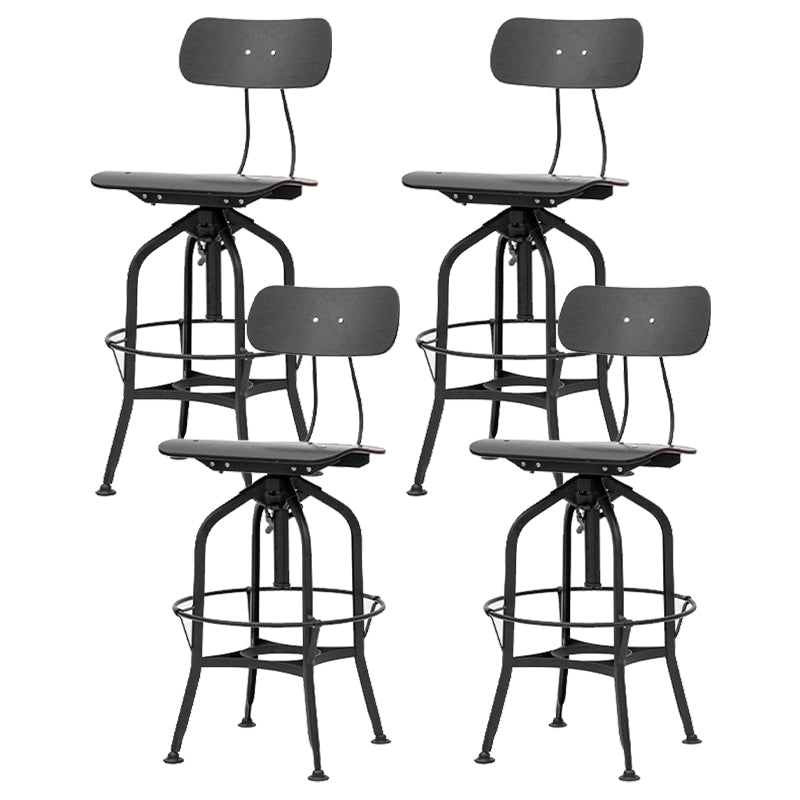Industrial Metal Bar Stools Swivel Adjustable Height Bar Stool with Footrest Black 4 Piece Set Clearhalo 'Bar Furniture' 'Bar Stools' 'bar_stools' 'furn' 'furn_bar_stools' 'Furniture' 'Kitchen & Dining Furniture' 7421904