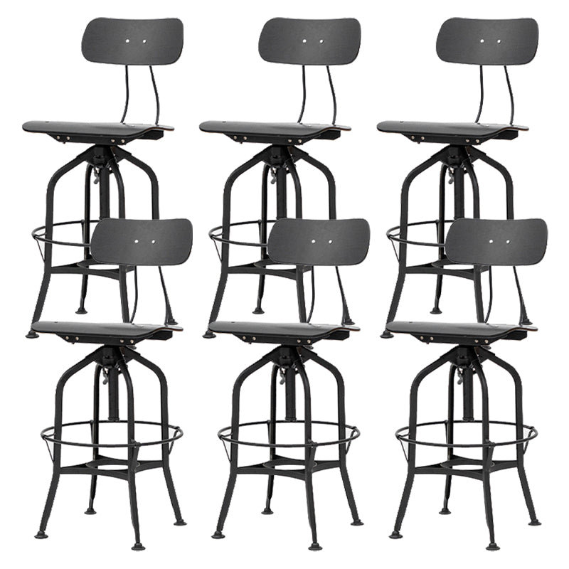 Industrial Metal Bar Stools Swivel Adjustable Height Bar Stool with Footrest Black 6 Piece Set Clearhalo 'Bar Furniture' 'Bar Stools' 'bar_stools' 'furn' 'furn_bar_stools' 'Furniture' 'Kitchen & Dining Furniture' 7421906