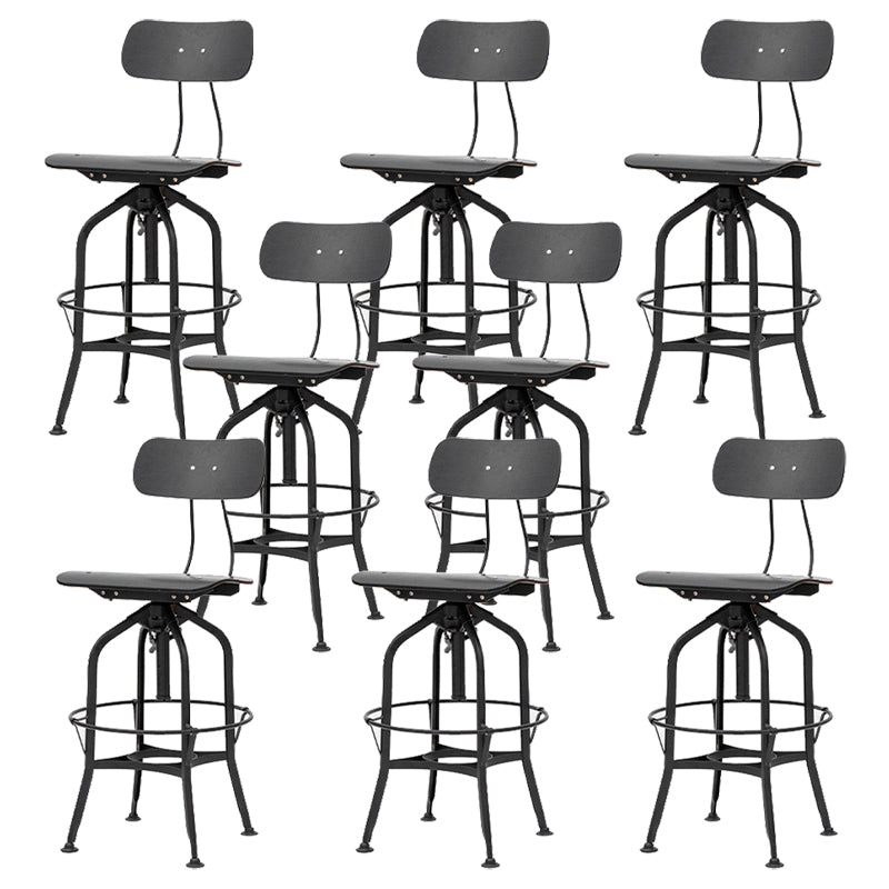 Industrial Metal Bar Stools Swivel Adjustable Height Bar Stool with Footrest Black 8 Piece Set Clearhalo 'Bar Furniture' 'Bar Stools' 'bar_stools' 'furn' 'furn_bar_stools' 'Furniture' 'Kitchen & Dining Furniture' 7421909
