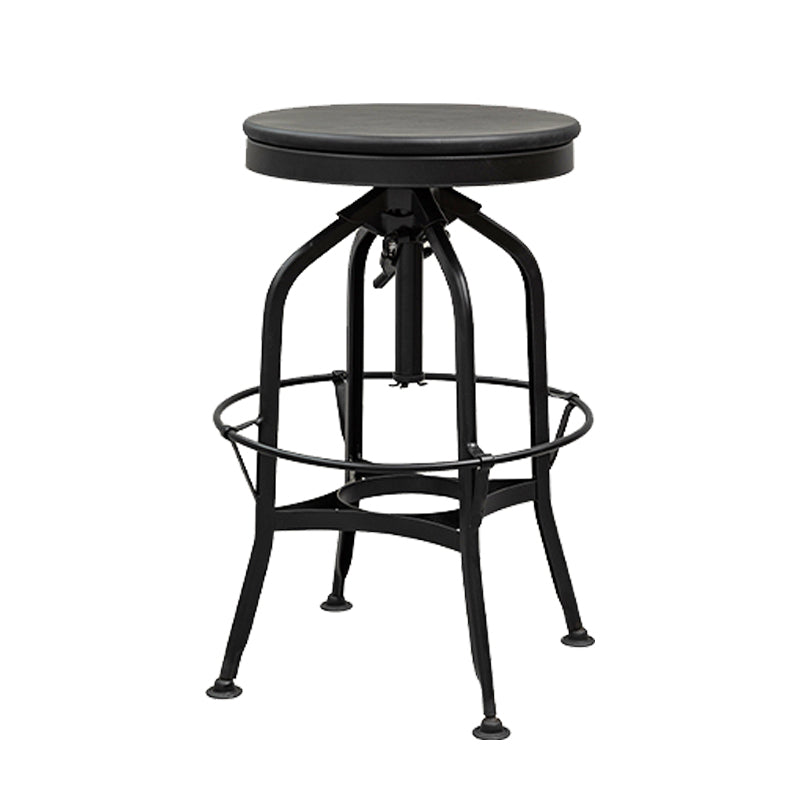Industrial Metal Bar Stools Swivel Adjustable Height Bar Stool with Footrest Matte Black 1 Piece Clearhalo 'Bar Furniture' 'Bar Stools' 'bar_stools' 'furn' 'furn_bar_stools' 'Furniture' 'Kitchen & Dining Furniture' 7421910