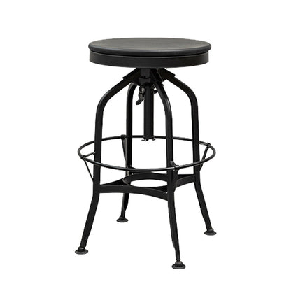Industrial Metal Bar Stools Swivel Adjustable Height Bar Stool with Footrest Matte Black 1 Piece Clearhalo 'Bar Furniture' 'Bar Stools' 'bar_stools' 'furn' 'furn_bar_stools' 'Furniture' 'Kitchen & Dining Furniture' 7421910