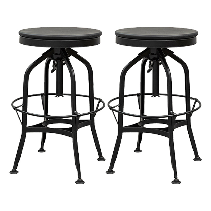 Industrial Metal Bar Stools Swivel Adjustable Height Bar Stool with Footrest Matte Black 2 Piece Set Clearhalo 'Bar Furniture' 'Bar Stools' 'bar_stools' 'furn' 'furn_bar_stools' 'Furniture' 'Kitchen & Dining Furniture' 7421913