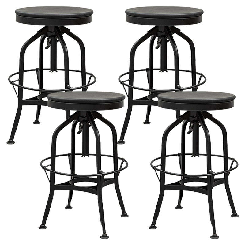 Industrial Metal Bar Stools Swivel Adjustable Height Bar Stool with Footrest Matte Black 4 Piece Set Clearhalo 'Bar Furniture' 'Bar Stools' 'bar_stools' 'furn' 'furn_bar_stools' 'Furniture' 'Kitchen & Dining Furniture' 7421915