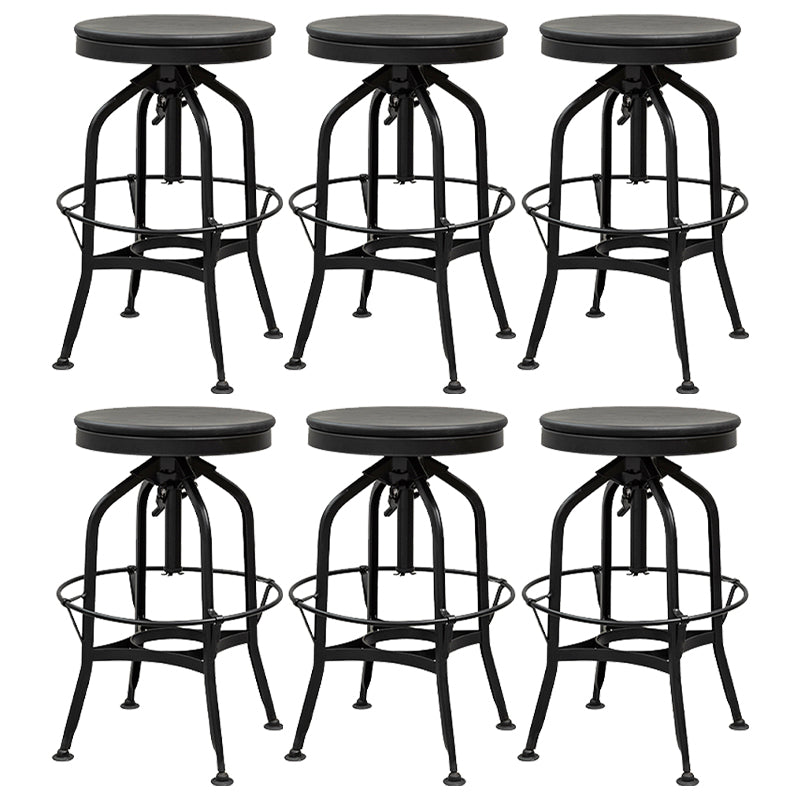 Industrial Metal Bar Stools Swivel Adjustable Height Bar Stool with Footrest Matte Black 6 Piece Set Clearhalo 'Bar Furniture' 'Bar Stools' 'bar_stools' 'furn' 'furn_bar_stools' 'Furniture' 'Kitchen & Dining Furniture' 7421917