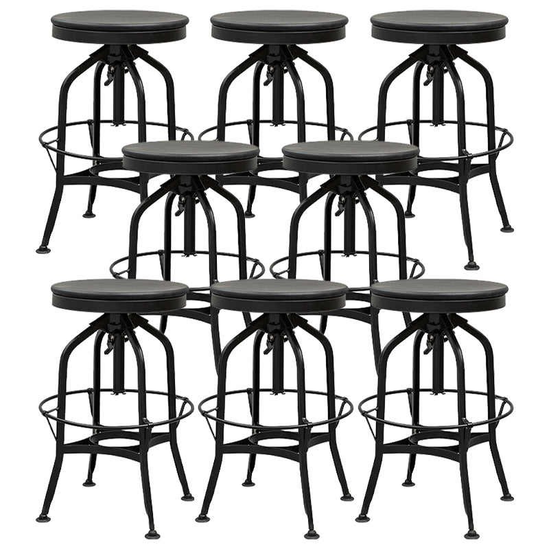 Industrial Metal Bar Stools Swivel Adjustable Height Bar Stool with Footrest Matte Black 8 Piece Set Clearhalo 'Bar Furniture' 'Bar Stools' 'bar_stools' 'furn' 'furn_bar_stools' 'Furniture' 'Kitchen & Dining Furniture' 7421918