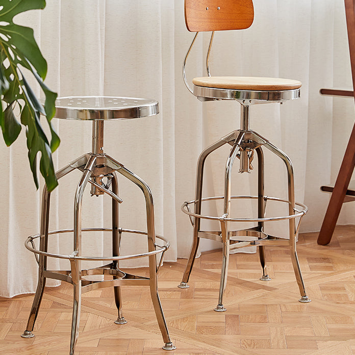 Industrial Metal Bar Stools Swivel Adjustable Height Bar Stool with Footrest Clearhalo 'Bar Furniture' 'Bar Stools' 'bar_stools' 'furn' 'furn_bar_stools' 'Furniture' 'Kitchen & Dining Furniture' 7421920