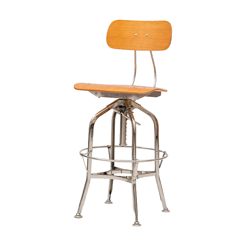Industrial Metal Bar Stools Swivel Adjustable Height Bar Stool with Footrest Brown 1 Piece Clearhalo 'Bar Furniture' 'Bar Stools' 'bar_stools' 'furn' 'furn_bar_stools' 'Furniture' 'Kitchen & Dining Furniture' 7421921