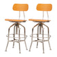 Industrial Metal Bar Stools Swivel Adjustable Height Bar Stool with Footrest Brown 2 Piece Set Clearhalo 'Bar Furniture' 'Bar Stools' 'bar_stools' 'furn' 'furn_bar_stools' 'Furniture' 'Kitchen & Dining Furniture' 7421922