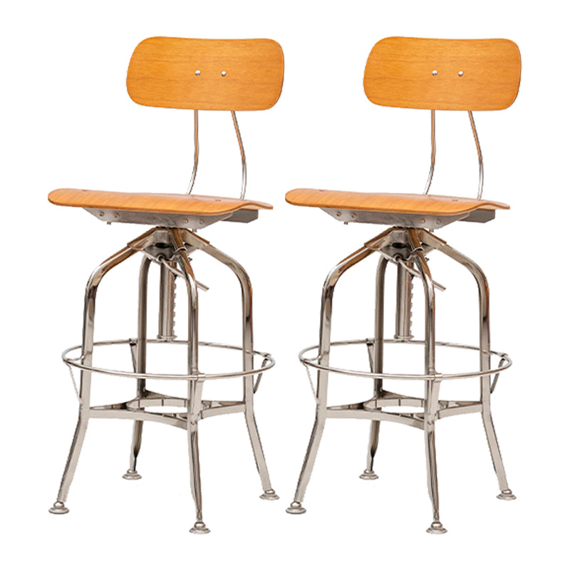 Industrial Metal Bar Stools Swivel Adjustable Height Bar Stool with Footrest Brown 2 Piece Set Clearhalo 'Bar Furniture' 'Bar Stools' 'bar_stools' 'furn' 'furn_bar_stools' 'Furniture' 'Kitchen & Dining Furniture' 7421922