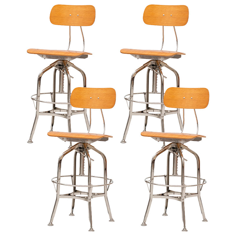Industrial Metal Bar Stools Swivel Adjustable Height Bar Stool with Footrest Brown 4 Piece Set Clearhalo 'Bar Furniture' 'Bar Stools' 'bar_stools' 'furn' 'furn_bar_stools' 'Furniture' 'Kitchen & Dining Furniture' 7421923