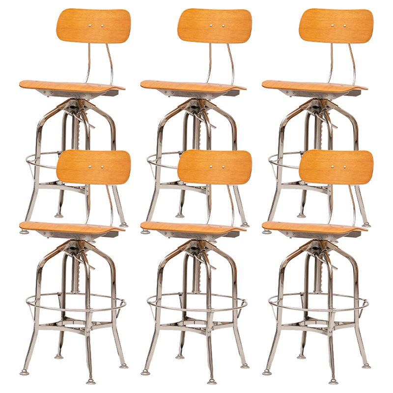 Industrial Metal Bar Stools Swivel Adjustable Height Bar Stool with Footrest Brown 6 Piece Set Clearhalo 'Bar Furniture' 'Bar Stools' 'bar_stools' 'furn' 'furn_bar_stools' 'Furniture' 'Kitchen & Dining Furniture' 7421924