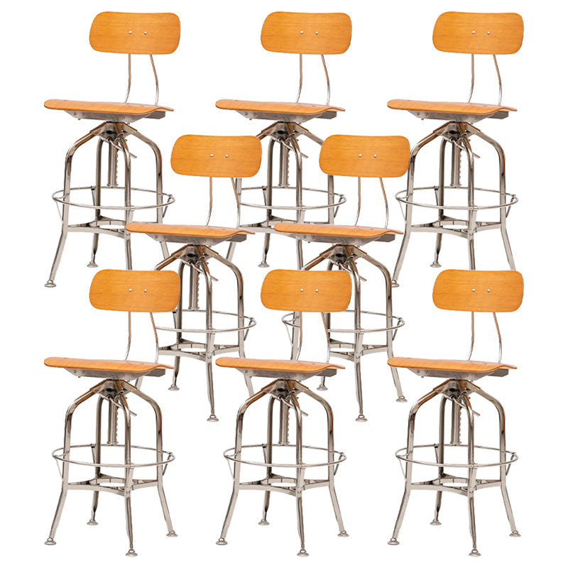 Industrial Metal Bar Stools Swivel Adjustable Height Bar Stool with Footrest Brown 8 Piece Set Clearhalo 'Bar Furniture' 'Bar Stools' 'bar_stools' 'furn' 'furn_bar_stools' 'Furniture' 'Kitchen & Dining Furniture' 7421925