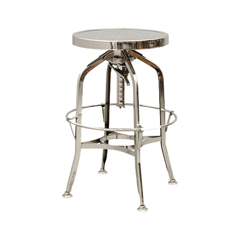Industrial Metal Bar Stools Swivel Adjustable Height Bar Stool with Footrest Chrome 1 Piece Clearhalo 'Bar Furniture' 'Bar Stools' 'bar_stools' 'furn' 'furn_bar_stools' 'Furniture' 'Kitchen & Dining Furniture' 7421926