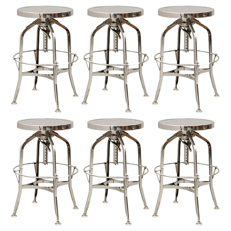 Industrial Metal Bar Stools Swivel Adjustable Height Bar Stool with Footrest Chrome 6 Piece Set Clearhalo 'Bar Furniture' 'Bar Stools' 'bar_stools' 'furn' 'furn_bar_stools' 'Furniture' 'Kitchen & Dining Furniture' 7421929