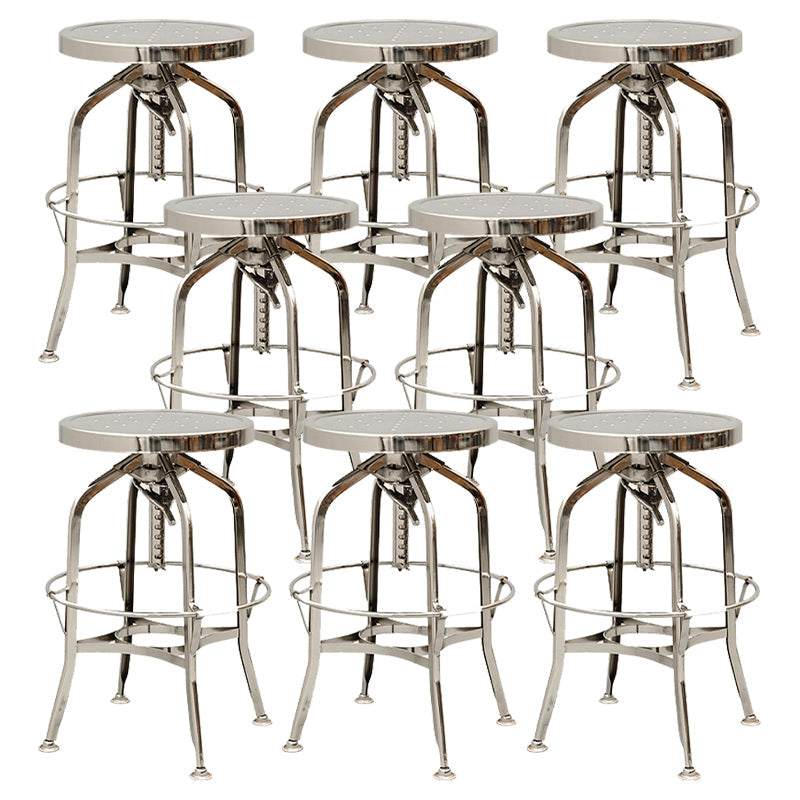 Industrial Metal Bar Stools Swivel Adjustable Height Bar Stool with Footrest Chrome 8 Piece Set Clearhalo 'Bar Furniture' 'Bar Stools' 'bar_stools' 'furn' 'furn_bar_stools' 'Furniture' 'Kitchen & Dining Furniture' 7421930