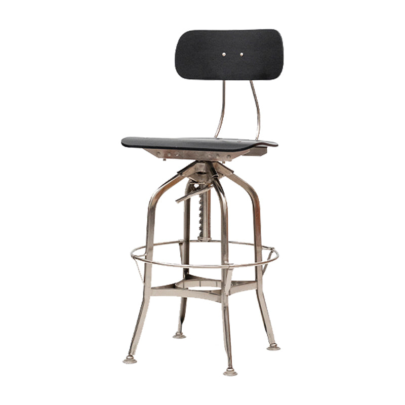 Industrial Metal Bar Stools Swivel Adjustable Height Bar Stool with Footrest Black-Silver 1 Piece Clearhalo 'Bar Furniture' 'Bar Stools' 'bar_stools' 'furn' 'furn_bar_stools' 'Furniture' 'Kitchen & Dining Furniture' 7421931