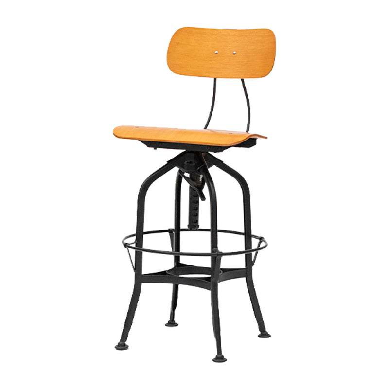 Industrial Metal Bar Stools Swivel Adjustable Height Bar Stool with Footrest Brown Black 1 Piece Clearhalo 'Bar Furniture' 'Bar Stools' 'bar_stools' 'furn' 'furn_bar_stools' 'Furniture' 'Kitchen & Dining Furniture' 7421936