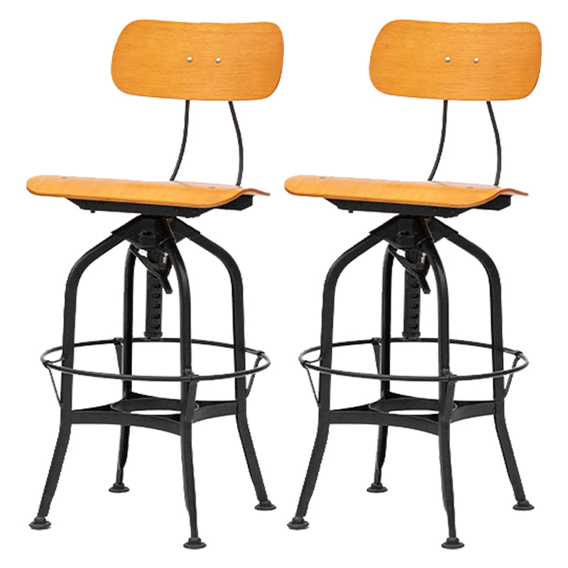 Industrial Metal Bar Stools Swivel Adjustable Height Bar Stool with Footrest Brown Black 2 Piece Set Clearhalo 'Bar Furniture' 'Bar Stools' 'bar_stools' 'furn' 'furn_bar_stools' 'Furniture' 'Kitchen & Dining Furniture' 7421937