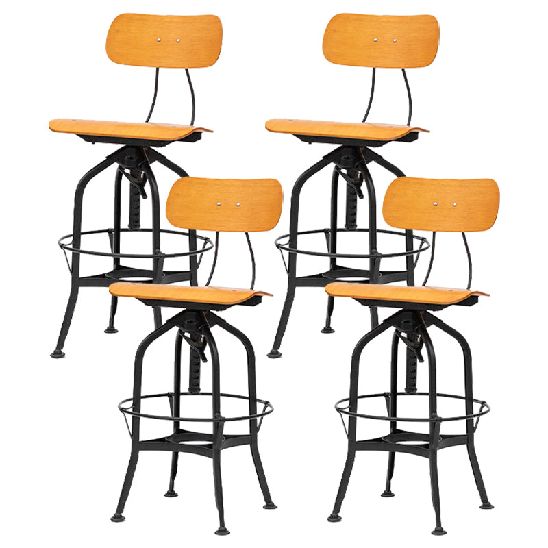Industrial Metal Bar Stools Swivel Adjustable Height Bar Stool with Footrest Brown Black 4 Piece Set Clearhalo 'Bar Furniture' 'Bar Stools' 'bar_stools' 'furn' 'furn_bar_stools' 'Furniture' 'Kitchen & Dining Furniture' 7421938