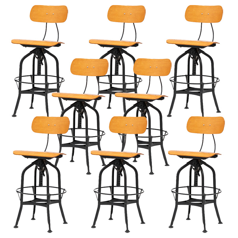 Industrial Metal Bar Stools Swivel Adjustable Height Bar Stool with Footrest Brown Black 8 Piece Set Clearhalo 'Bar Furniture' 'Bar Stools' 'bar_stools' 'furn' 'furn_bar_stools' 'Furniture' 'Kitchen & Dining Furniture' 7421940
