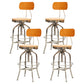 Industrial Metal Bar Stools Swivel Adjustable Height Bar Stool with Footrest Silver Brown 4 Piece Set Clearhalo 'Bar Furniture' 'Bar Stools' 'bar_stools' 'furn' 'furn_bar_stools' 'Furniture' 'Kitchen & Dining Furniture' 7421943