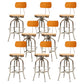 Industrial Metal Bar Stools Swivel Adjustable Height Bar Stool with Footrest Silver Brown 8 Piece Set Clearhalo 'Bar Furniture' 'Bar Stools' 'bar_stools' 'furn' 'furn_bar_stools' 'Furniture' 'Kitchen & Dining Furniture' 7421945