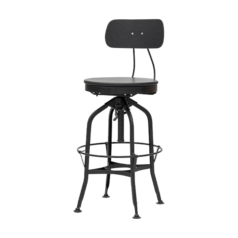 Industrial Metal Bar Stools Swivel Adjustable Height Bar Stool with Footrest Black-Black 1 Piece Clearhalo 'Bar Furniture' 'Bar Stools' 'bar_stools' 'furn' 'furn_bar_stools' 'Furniture' 'Kitchen & Dining Furniture' 7421946