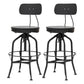 Industrial Metal Bar Stools Swivel Adjustable Height Bar Stool with Footrest Black-Black 2 Piece Set Clearhalo 'Bar Furniture' 'Bar Stools' 'bar_stools' 'furn' 'furn_bar_stools' 'Furniture' 'Kitchen & Dining Furniture' 7421947