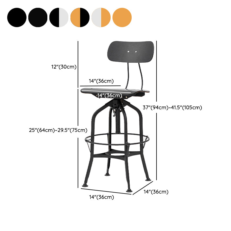 Industrial Metal Bar Stools Swivel Adjustable Height Bar Stool with Footrest Clearhalo 'Bar Furniture' 'Bar Stools' 'bar_stools' 'furn' 'furn_bar_stools' 'Furniture' 'Kitchen & Dining Furniture' 7421951