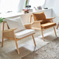 Scandinavian Solid Wood Accent Armchair with Pillow Back and 4 Legs