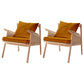 Scandinavian Solid Wood Accent Armchair with Pillow Back and 4 Legs