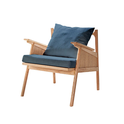 Scandinavian Solid Wood Accent Armchair with Pillow Back and 4 Legs