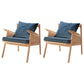 Scandinavian Solid Wood Accent Armchair with Pillow Back and 4 Legs