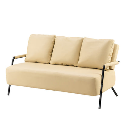 25.59" Wide Faux Leather Metal Frame Sofa 3 Seater Sofa for Living Room Beige Clearhalo 'furn' 'furn_sofas' 'Furniture' 'Living Room Furniture' 'Sofa' 'sofas' 7422175