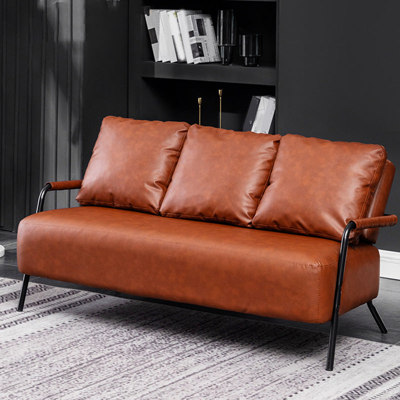 25.59" Wide Faux Leather Metal Frame Sofa 3 Seater Sofa for Living Room Clearhalo 'furn' 'furn_sofas' 'Furniture' 'Living Room Furniture' 'Sofa' 'sofas' 7422176