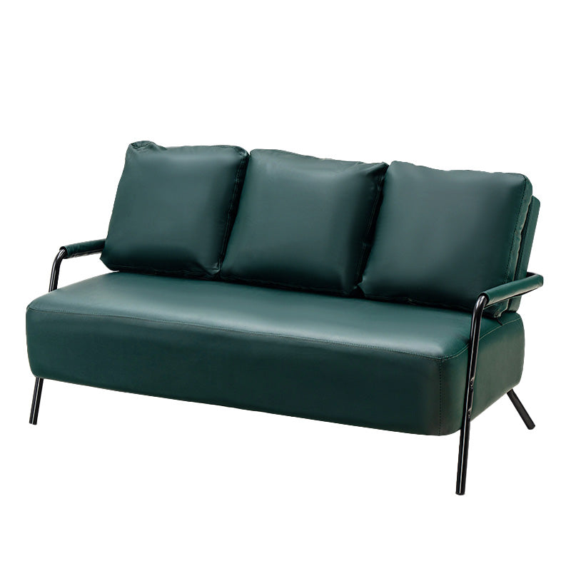 25.59" Wide Faux Leather Metal Frame Sofa 3 Seater Sofa for Living Room Green Clearhalo 'furn' 'furn_sofas' 'Furniture' 'Living Room Furniture' 'Sofa' 'sofas' 7422177
