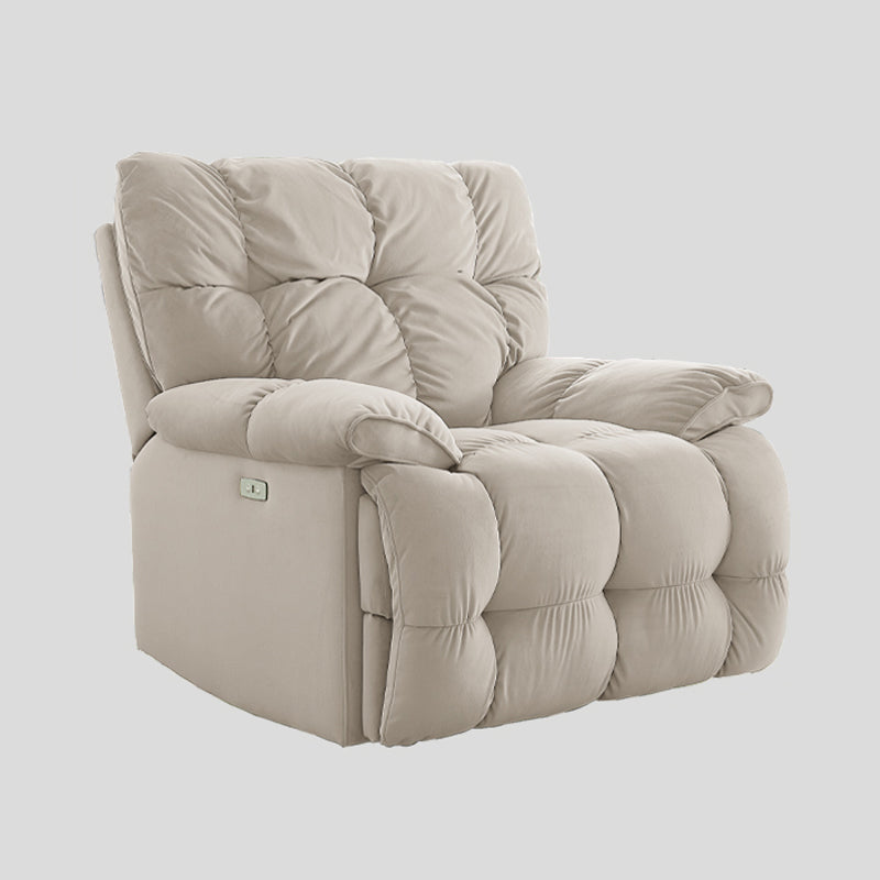 Contemporary Standard Recliner Solid Color Indoor Swivel Rocker Reclining Flannel Beige Clearhalo 'Chairs & Seating' 'furn' 'furn_recliners' 'Furniture' 'Living Room Furniture' 'Recliners' 7422192