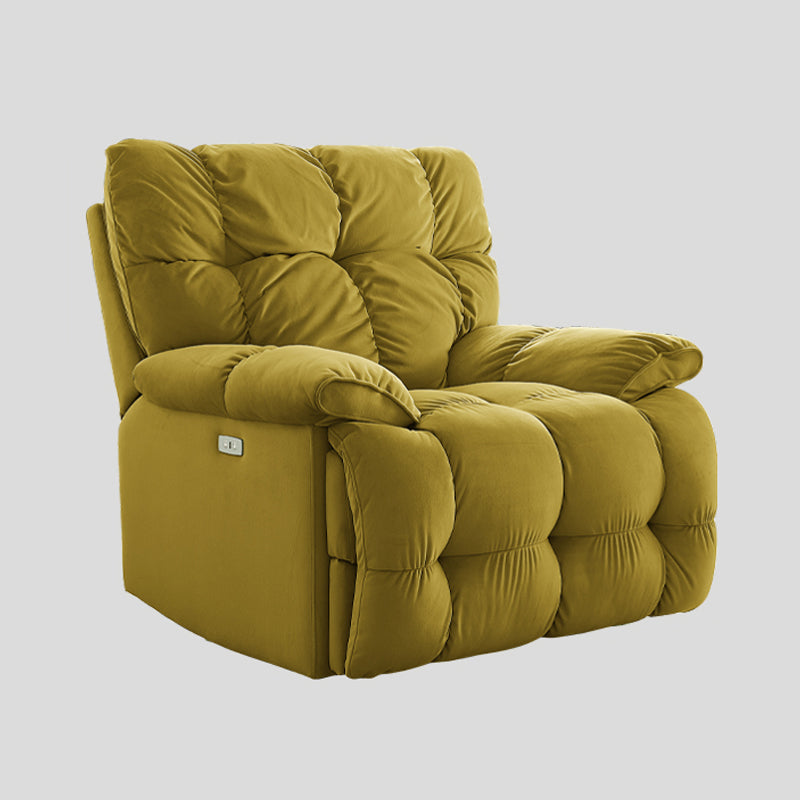 Contemporary Standard Recliner Solid Color Indoor Swivel Rocker Reclining Flannel Yellow Clearhalo 'Chairs & Seating' 'furn' 'furn_recliners' 'Furniture' 'Living Room Furniture' 'Recliners' 7422194
