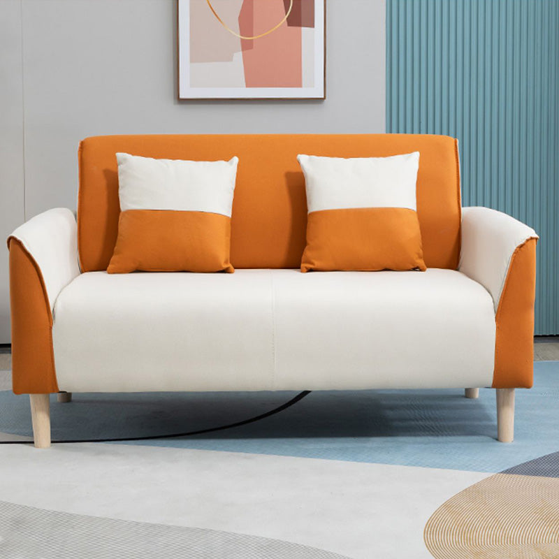 25.59" Wide Faux Leather Loveseat Scandinavian Flared Arm Sofa Clearhalo 'furn' 'furn_sofas' 'Furniture' 'Living Room Furniture' 'Sofa' 'sofas' 7422206