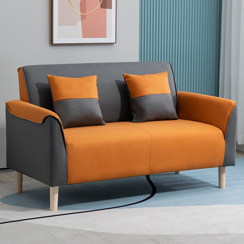 25.59" Wide Faux Leather Loveseat Scandinavian Flared Arm Sofa Grey Orange Clearhalo 'furn' 'furn_sofas' 'Furniture' 'Living Room Furniture' 'Sofa' 'sofas' 7422207