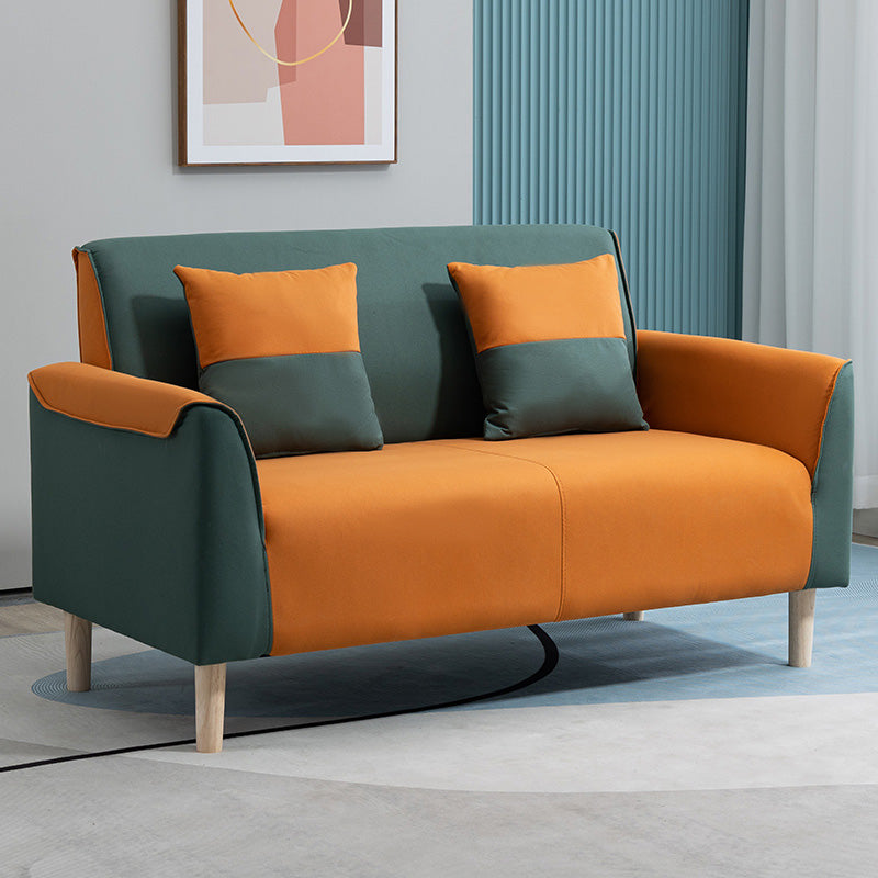 25.59" Wide Faux Leather Loveseat Scandinavian Flared Arm Sofa Green Orange Clearhalo 'furn' 'furn_sofas' 'Furniture' 'Living Room Furniture' 'Sofa' 'sofas' 7422210